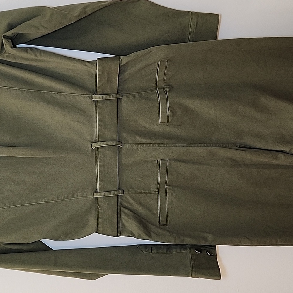 JasonWu Army Green Utility Cargo Wide Leg High Rise Belted Cotton Jumpsuits Sz S - Picture 14 of 16